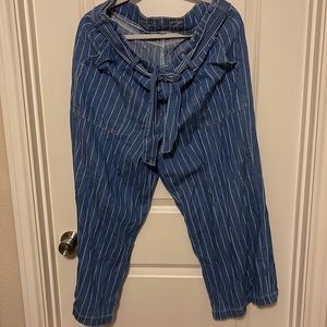 Seven wide leg striped pants. Belted with patch pockets. Double snap closure NWT